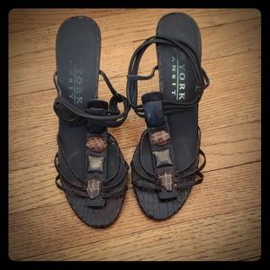 Brown and black heels